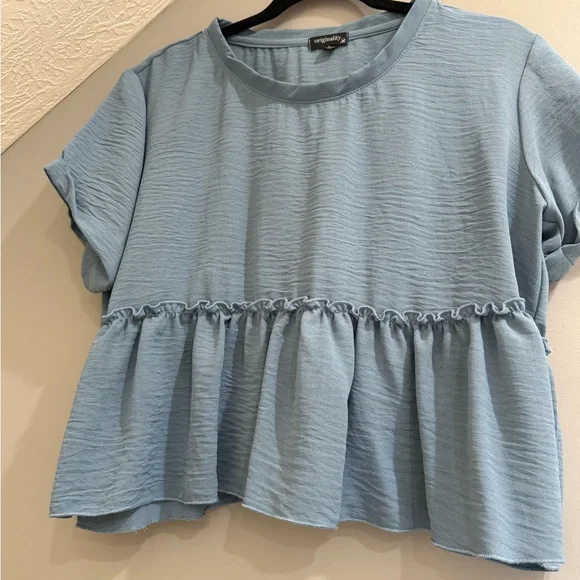 New Look Light Blue Ruffle Blouse - Picture 4 of 5